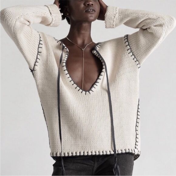 One By OneTeaspoon Sweater Womens Sz XXS Cream Oversized Bear Creek Knit NWT - Picture 2 of 16